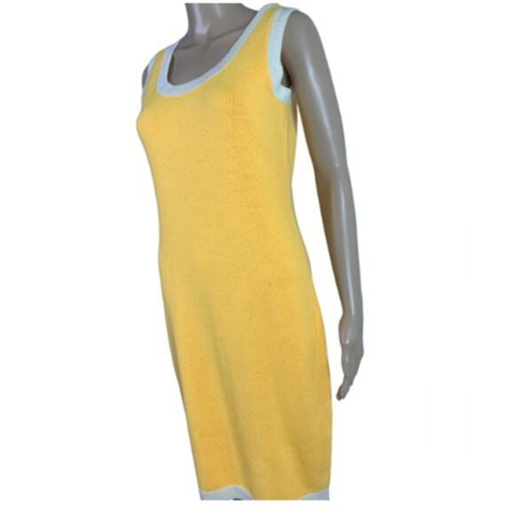 St. John Separates Women's Small Knit Shift Dress Knee High Sleeveless Yellow - Picture 2 of 9